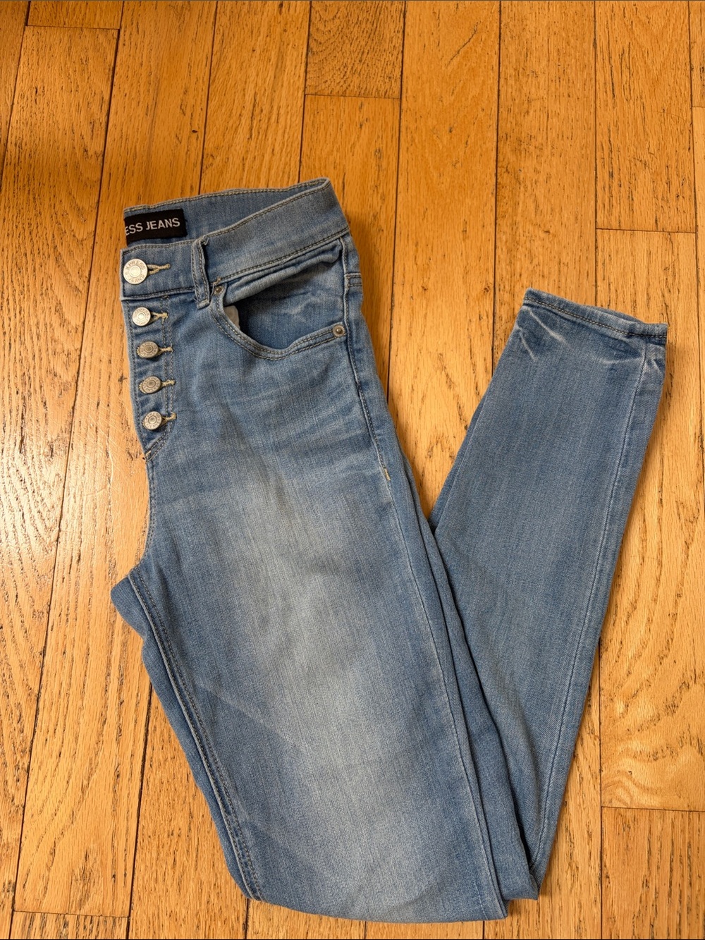 Express Light Wash High Rise Skinny Jeans with Button Fly size 4